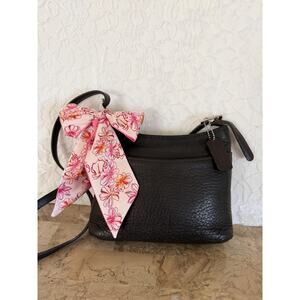 Vintage COACH #6807 Black "Hudson Small Zip" pebbled Leather Shoulder Bag